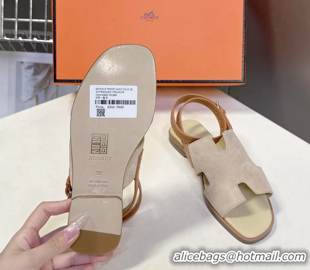 Durable Hermes Maya Ankle Strap Sandals Beige Suede Goatskin Leather 6052802