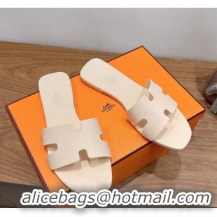 Lowest Cost Hermes Oran Flat Slide Sandals Cream 6052803