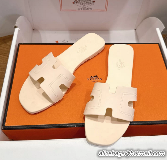 Lowest Cost Hermes Oran Flat Slide Sandals Cream 6052803