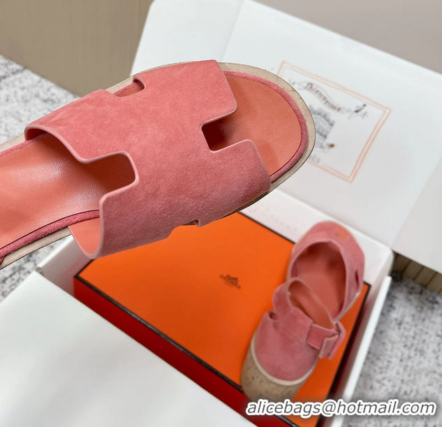 Buy Fashionable Hermes Luce Platform Sanadls Pink Suede Leather 6052804