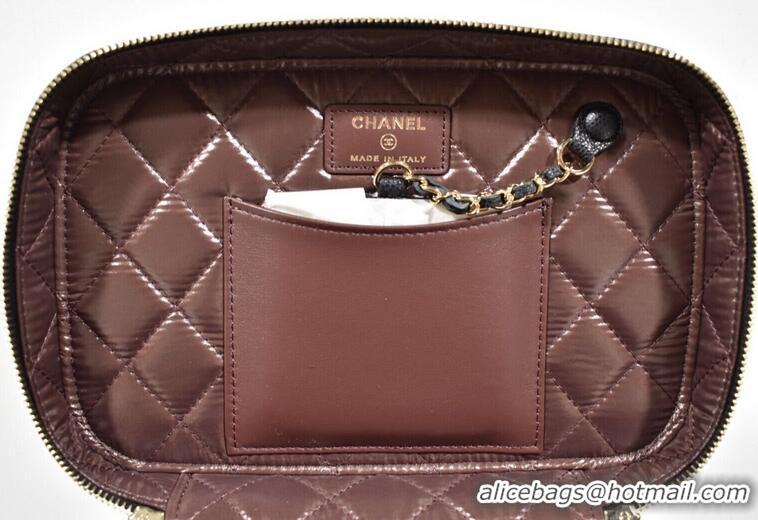 Best Quality Chanel Beauty Vanity Case Top Handle Bag In Quilted Caviar Leather CH5263 Black