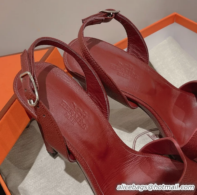 Buy Discount Hermes Holy High Heeled Sandals Red Calf Leather 105MM 6053104