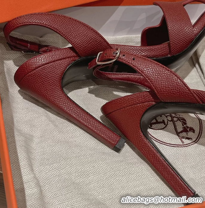 Buy Discount Hermes Holy High Heeled Sandals Red Calf Leather 105MM 6053104