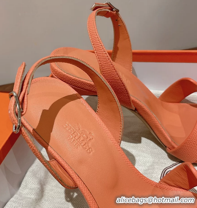 Big Discount Hermes Holy High Heeled Sandals Light Orange Calf Leather 105MM 6053104