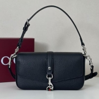 Best Grade Gucci Leather Small crossbody bag with hook closure 821623 Black 2025