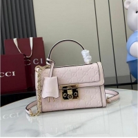 Inexpensive Gucci Padlock GG Leather Small top handle bag 848884 Pink 2025