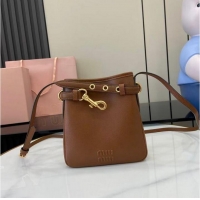 Inexpensive Miu Miu Nappa Leather Pouch Mini Bag 5NR461 Light Brown 2025