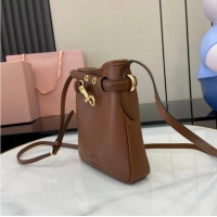 Inexpensive Miu Miu Nappa Leather Pouch Mini Bag 5NR461 Light Brown 2025