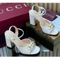 Purchase Gucci patent leather heel sandals 9 5cm with horsebit white 2026 812292
