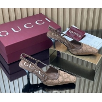 Sumptuous Gucci Crystals Gray GG Mesh Slingback Pumps Shoes 75MM 35To42