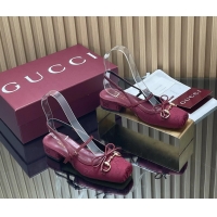 Luxury Gucci Horsebit Slingback Flats Red GG Canvas 260503 Red