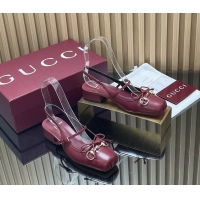 Durable Gucci Horsebit Slingback Flats Red Calfskin Leather 260503 Red