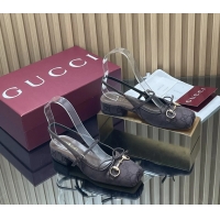 Classic Hot Gucci Horsebit Slingback Flats  Calfskin Leather 260503 Black