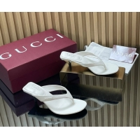 Luxury Gucci Vittoria White Leather Thong Sanals 55MM 6050403