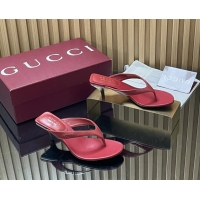 Grade Gucci Vittoria Red Leather Thong Sanals 55MM 6050403 Red