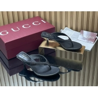 Charming Gucci Vittoria Black Leather Thong Sanals 55MM 6050403