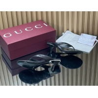 Charming Gucci Vittoria Black Leather Thong Sanals 55MM 6050403