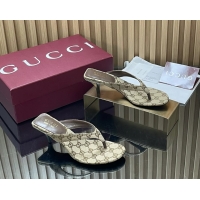 Popular Style Gucci Vittoria Beige GG Canvas Thong Sanals 55MM 6050404