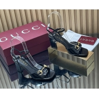 Luxury Gucci Horsebit High Heeled Sandals Black Lambskin Leather 75MM 6050405