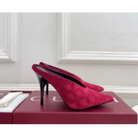 Hot Style Gucci Crystal GG Red Velvet High Heeled Mules 105MM 6050407