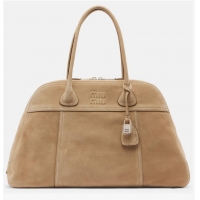 Super Quality Miu Miu Vivant Large Suede Bowling Bag 97356 Beige