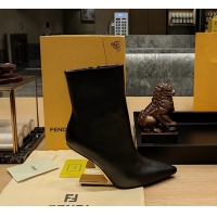 Good Product Fendi First Heeled Wedge Ankle Boot Black Calfskin Leather 90MM 6050501
