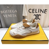 Good Product Fendi Wave Pulse Low Tops Sneaker White Beige Suede and Calfskin 6050502