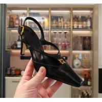 Best Product Fendi Ffold Black Leather Low Heeled Slingbacks Pumps 80MM 6050503