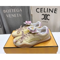 Discount Fendi Wave Pulse Low Tops Sneakers Yellow Fabric and Suede 6050504