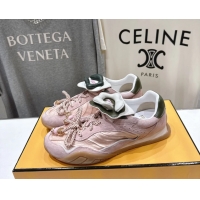 Stylish Fendi Wave Pulse Low Tops Sneakers Pink Fabric and Suede 6050504