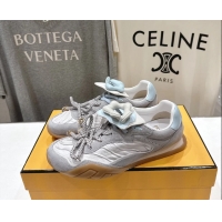 Buy Luxury Fendi Wave Pulse Low Tops Sneakers Gray Fabric and Suede 6050504