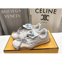 Top Design Fendi Wave Pulse Low Tops Sneakers Beige Fabric and Suede 6050504