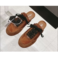 Pretty Style Prada Collapse Mixed Media Re Nylon and Suede Flat Mules Brown 6050701