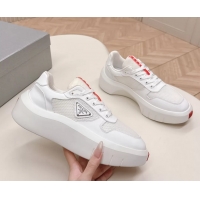 Unique Style Prada Americas Cup Re Nylon and Biker Fabric Sneakers 6050802 White