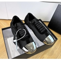 Luxury Prada Collapse Black Suede Leather and Re Nylon Low Tops Sneakers with Metal Toecap 6050804