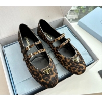 Buy Duplicate Prada Leopard Print Pony Hair Dual Mary Jane Ballet Flats 6050805