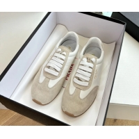 Classic Prada Nappa Leather and Suede Sneakers 6050801 White Gray