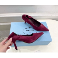 Unique Style Prada Red Suede Leather Pumps 70MM 6050805 Red