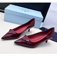 Cheap Price Prada Triangle Logo Plaque Leather Pumps 55MM 6050806 Red