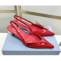 Sumptuous Prada Red Patent Leather Slingback Pumps 50MM 6050812 Red