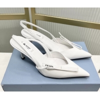 Perfect Prada White Patent Leather Slingback Pumps 75MM 6050813 White