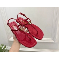 Buy Discount Prada Red Patent Leather Flat Thong Sandals 6051002 Red