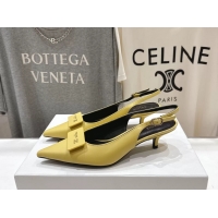 Durable Celine Signature Slingback Pumps with Label Yellow Calfskin Leather 45MM 6051101