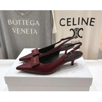 Buy Discount Celine Signature Slingback Pumps with Label Red Calfskin Leather 45MM 6051101 Red