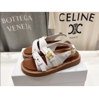 Best Price Celine Tippi Triomphe Slingback Sandals Black Calfskin Leather 6051102 White