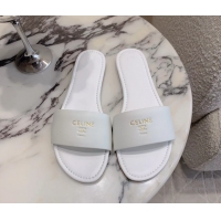 Unique Style Celine Coast Flat Mule Slides Sandals White Lambskin Leather 6051104 White
