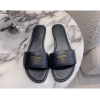 Grade Quality Celine Coast Flat Mule Slides Sandals Black Lambskin Leather 6051104 Black