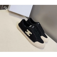 Cheap Celine Alan Triomphe Sneakers Shoes Black Canvas 6051106