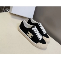 Luxury Celine Alan Triomphe Sneakers Shoes Black Canvas 6051106 Black