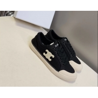 Buy Discount Celine Alan Triomphe Canvas Sneakers 6051108 Black